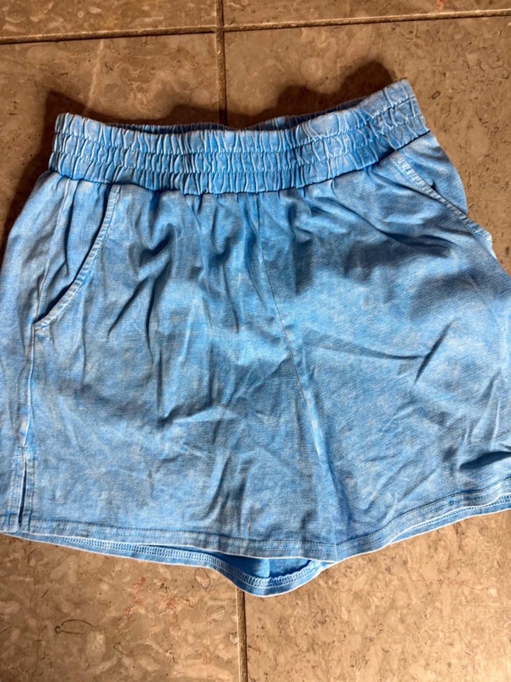 Zenana Outfitters Light Blue Elastic Waist Casual Shorts